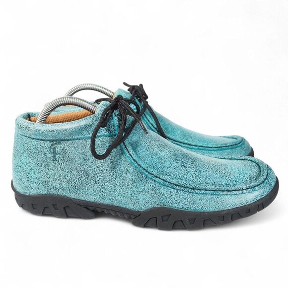 Ferrini Rouge Moc Toe Mid Leather Chukka Boots Women's 10B Turquoise 63722-50 - Picture 4 of 11
